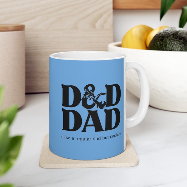 DnD Dad Mug | Funny TTRPG D&D Fathers Day, Bday Gift for Him | Dungeons and Dragons Ceramic Cup | Like a regular dad but cooler