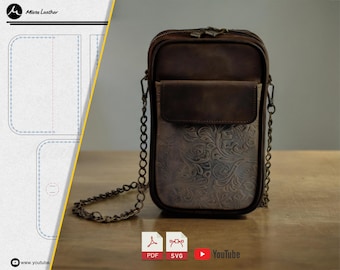 Minimalist Crossbody Bag PDF & SVG Pattern | DIY Leather Craft Tutorial for Women | Small, Stylish, and Easy to Make