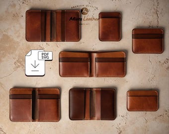 7 Minimalist Wallet & Card Holder Leather Craft Patterns (PDF, SVG)