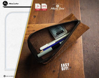 Leather Zipper Pen Case Pattern | Easy One-Piece Pencil Pouch (PDF SVG)