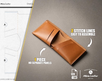 Single Piece Wallet Pattern PDF SVG | Easy Leather & Fabric Wallet Template | Cricut and Laser Cut DIY
