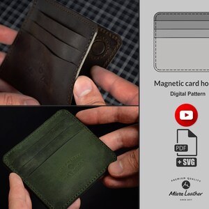 Minimalistisch leren kaarthouder pdf-patroon met YouTube-tutorial | 6 kaartsleuven en magneetvak | Makkelijke doe-het-zelvers