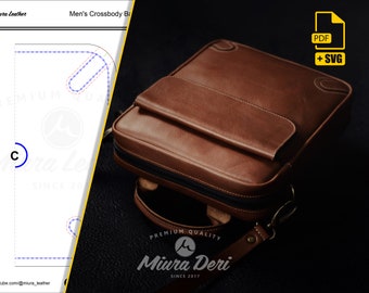 Men&#39;s Cross Bag Pattern | PDF & SVG | Leather Crossbody Bag Pattern | Digital Download | DIY Leathercraft Tutorial