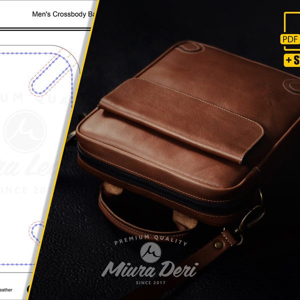 Men's Cross Bag Pattern | PDF & SVG | Leather Crossbody Bag Pattern | Digital Download | DIY Leathercraft Tutorial