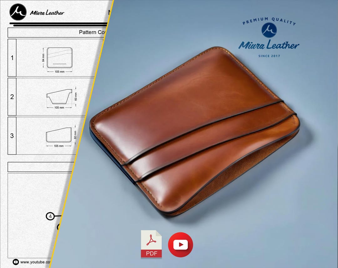 Patrón minimalista para tarjetero de cuero Descarga en PDF y SVG