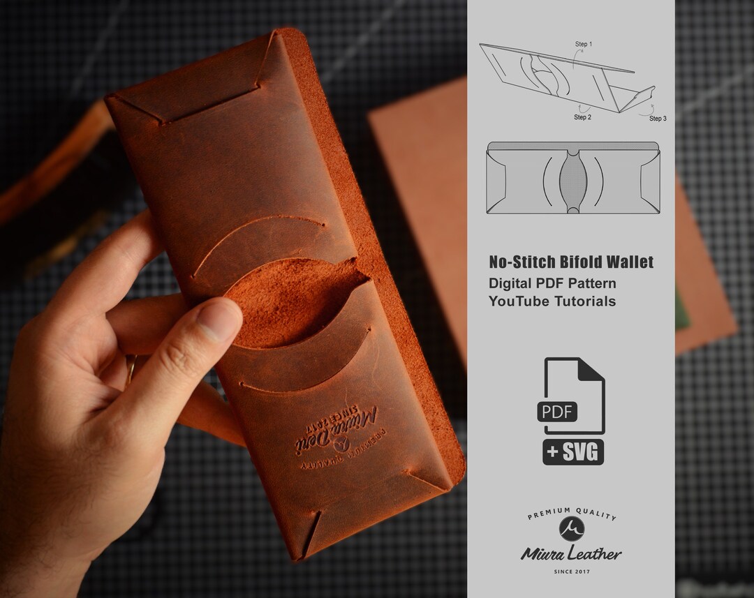 No stitch Leather Bifold Wallet Pattern Video Tutorial On Youtube No stitch Leather Bifold Wallet Pattern Video Tutorial On Youtube