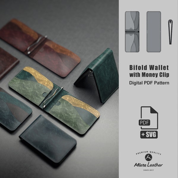 Bifold Wallet with Money Clip Pattern (PDF & SVG - A4, Letter) | Digital Download