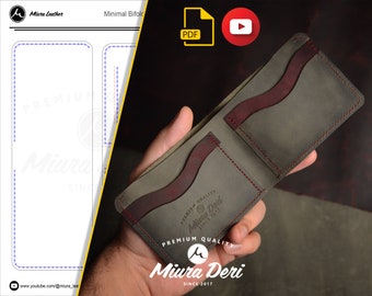 Modèle minimaliste de portefeuille en cuir à deux volets | Pack de créations en cuir pour débutants | Téléchargement numérique PDF | Projet de maroquinerie facile