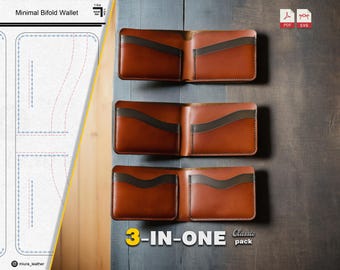 3 Classic Designs | Bifold Wallet Pattern Bundle | PDF & SVG Digital Download | Easy Leathercraft | Beginner-Friendly