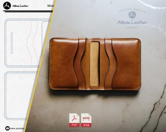 PDF & SVG Classic Card Holder Pattern – Bifold Leather Wallet Template –  Digital Download – Easy Leathercraft