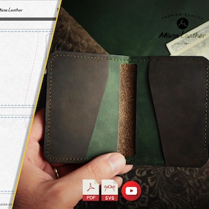 Padrão de porta-cartões de couro | PDF e SVG | Artesanato em couro faça você mesmo | Download digital | Tutorial fácil de artesanato em couro