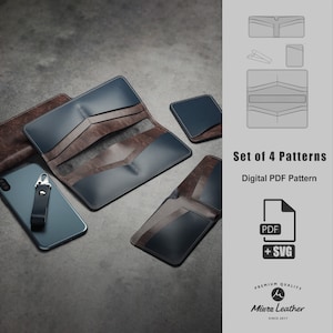 Set of 4 Patterns | Leather Craft Pattern | PDF & SVG Digital Download