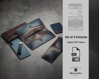 Set of 4 Patterns | Leather Craft Pattern | PDF & SVG Digital Download