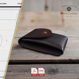 Padrão de carteira de cartão simples de uma peça em PDF e SVG - Modelo de couro fácil para iniciantes - Download digital - Comporta muitos cartões