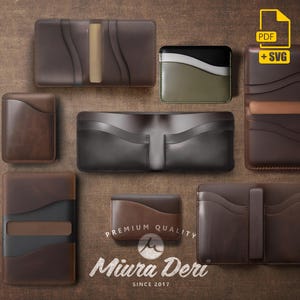 Set mit 8 Lederbrieftaschen- und Kartenhaltermustern | Anfänger Leather Craft Pack | Genaue Größe | Stichlöcher enthalten | PDF, SVG Download