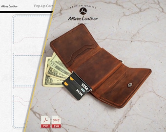 Leather Pop-Up Wallet Pattern | PDF & SVG for Metal Card Holder – Modern DIY Trifold Design