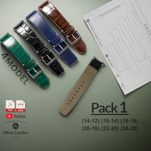 Pack1: 4 Styles, 6 Sizes Leather Watch Strap Patterns | DIY Watch Band PDF & SVG | Easy Leathercraft