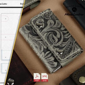 Patrón de tarjetero de cuero para principiantes / Plantilla PDF para manualidades DIY / Costura minimalista / Descarga digital