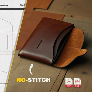 Molde de porta-cartões de couro sem costura | Molde de carteira estilo origami faça você mesmo | Artesanato em couro fácil | Download digital em PDF e SVG