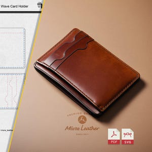 Modèle de portefeuille porte-cartes | PDF et SVG | Téléchargement numérique | Tutoriel de maroquinerie facile | Trous de couture inclus