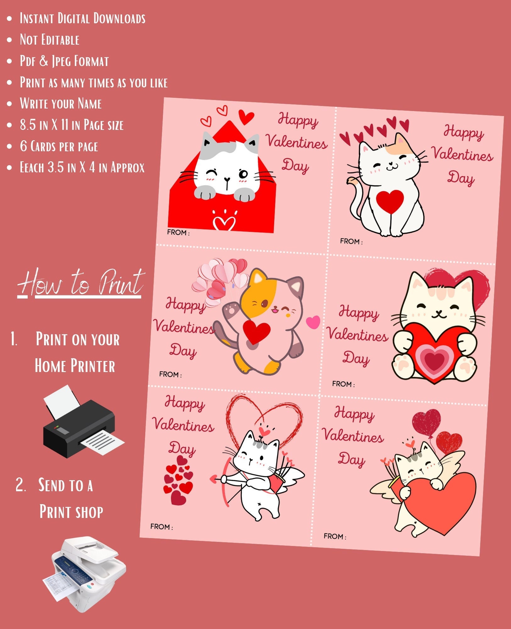 Printable Kids Valentines Day Card Etsy