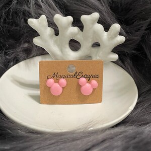 Mickey Post Back Earring in Light Pink