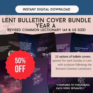 Couvertures imprimables du bulletin de l’Église pour 6 dimanches du Carême, année A, Lectionnaire commun révisé, programme de l’Église