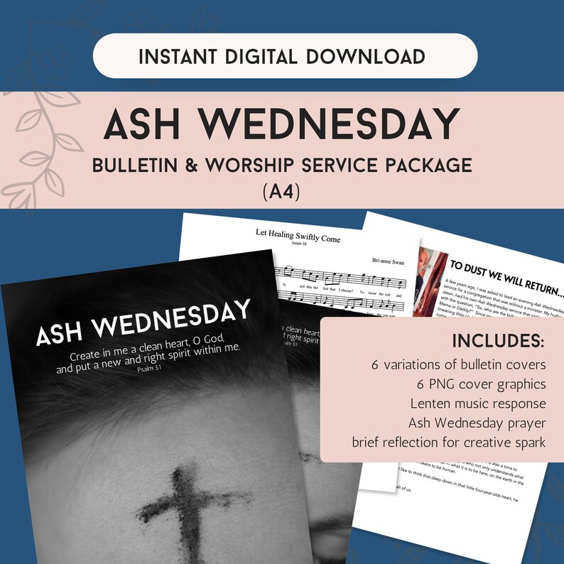 Printable Bulletin Cover for Ash Wednesday, Includes Prayer, Reflective ...