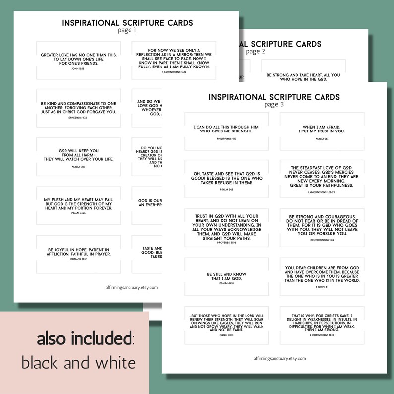 30 Inspirational Verse Cards Printable Scripture Cards - Etsy