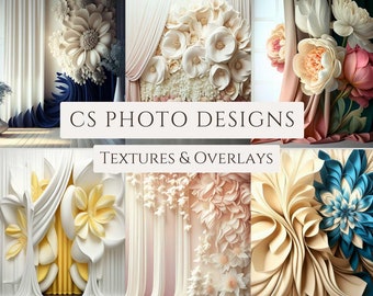 Floral Curtains Art Textures, Digital Backdrops, Maternity Backdrop Overlays, Fine Art Textures, Photoshop Overlays