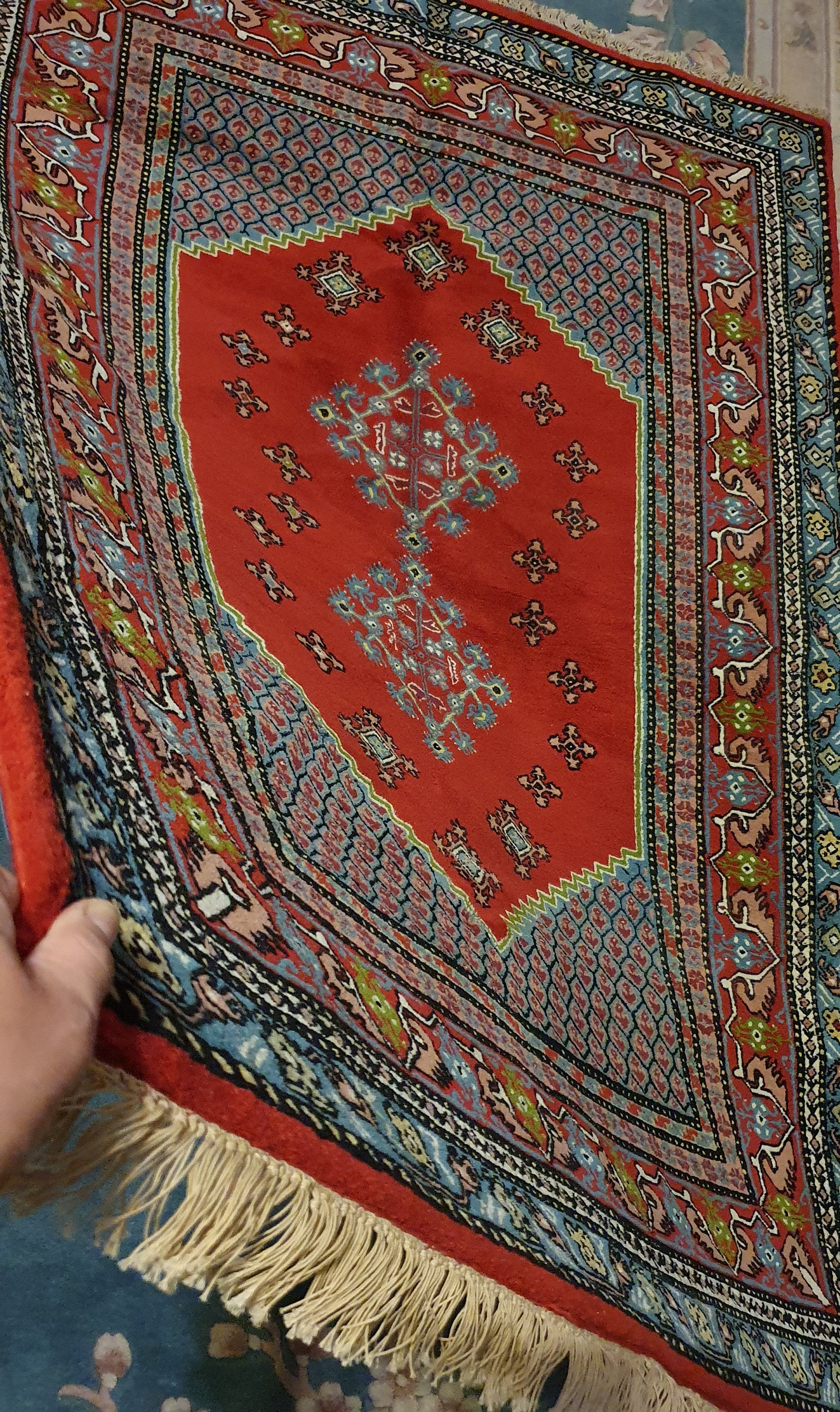 Tunisie Rug Original Handknotted Tunisian Wool Rug 173x125 Cm – Red Tribal Handmade ...