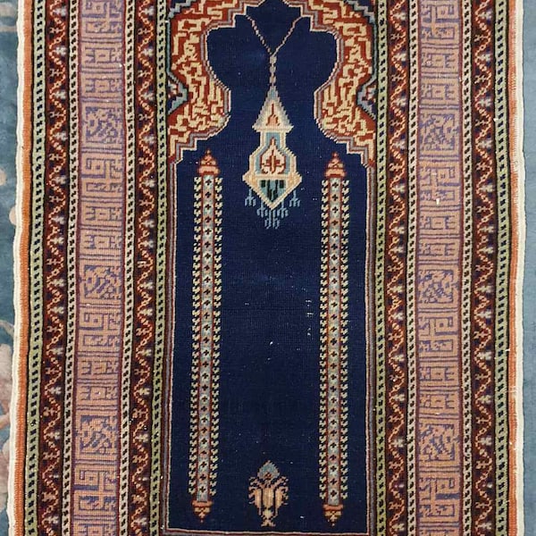 Tapis oriental vintage noué à la main « Hereke » 1,7 × 2,9 pi Vieux tapis asiatique traditionnel turc en laine fait main décoration salon chambre à coucher tapis de sol