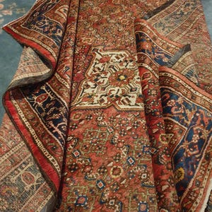 Antique Oriental "Hand-knotted" Wool Rug 86×120 inch, Stunning Traditional Vintage Old Handmade Carpet 218×306cm, Livingroom, Bedroom, Floor