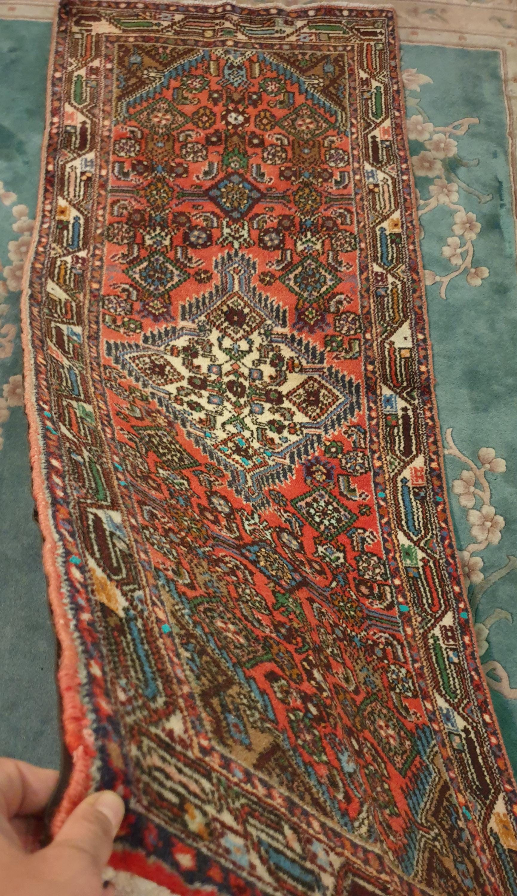 Wool Runner Rug Natural Oriental Hand Knotted Wool Runner Rug Vintage Original Handmade ...