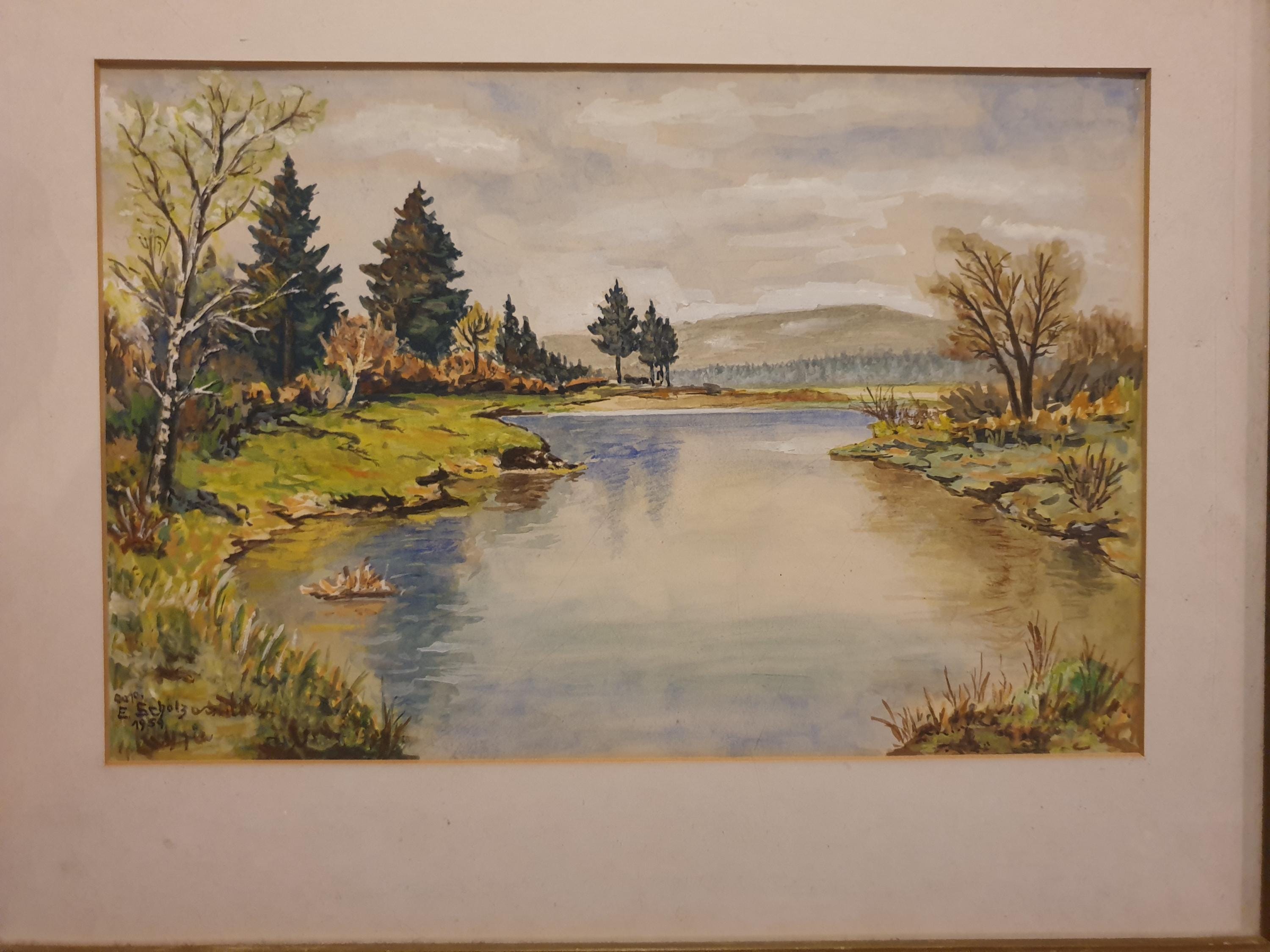 水彩画(風景)№42 1950年代のヴィンテージ水彩風景画 - サイン入り・額入り - Etsy 日本