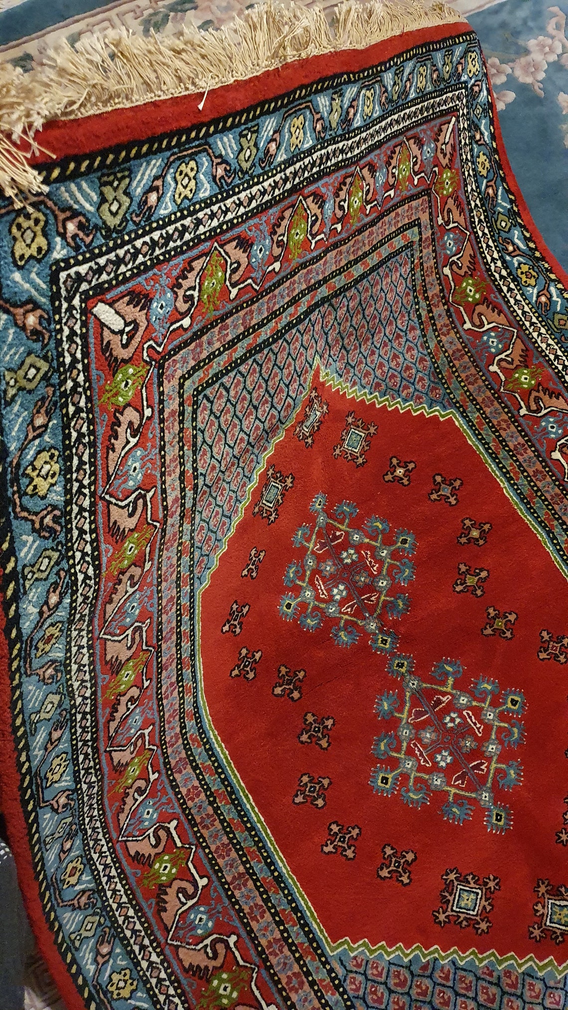 Hand-knotted Wool Tunisian Rug: Traditional Red Carpet (4x5 Ft) - Etsy