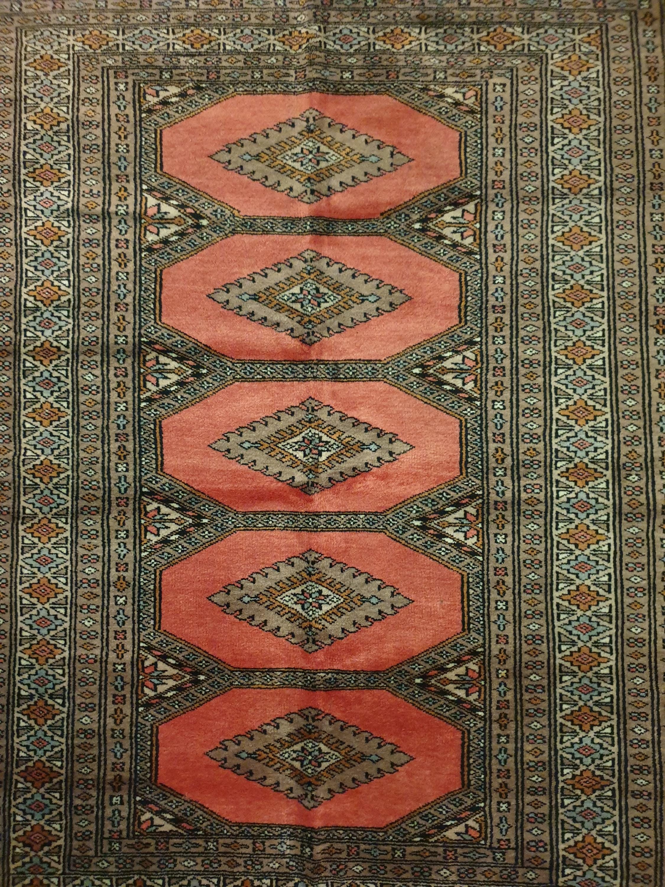 Vintage Handknotted Wool Bokhara Rug • Pakistani Oriental Carpet (3.1x4 ...