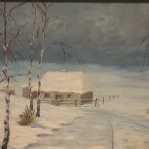 Pintura a óleo original feita à mão Noite de neve de DONDALSKI 11×17" polegadas Pintura a óleo de paisagem vintage 30×45cm Quarto sala de estar piso Escritório