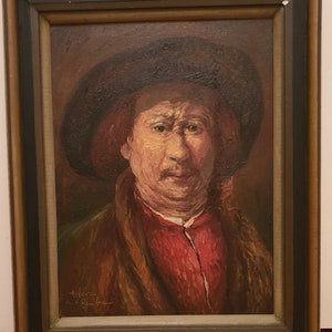 Vintage Oil Painting: German Artist Aloys Wein Self-Portrait (20x16.1 In)