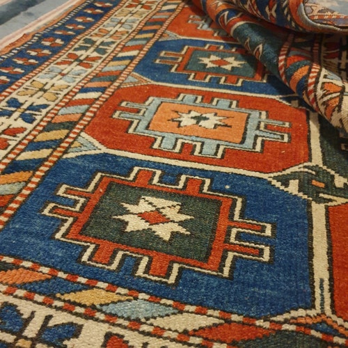 手織りウールオリエンタルラグ：116 x 160インチのヴィンテージ