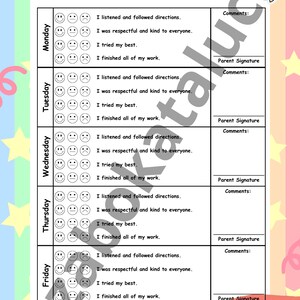 Behavior Sheet / Kids Behavior Chart / Track your behavior progress / Kids Behavior Development