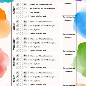 Behavior Sheet / Kids Behavior Chart / Track your behavior progress / Kids Behavior Development