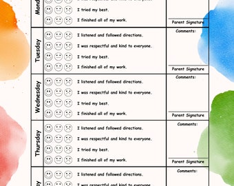 Behavior Sheet / Kids Behavior Chart / Track your behavior progress / Kids Behavior Development