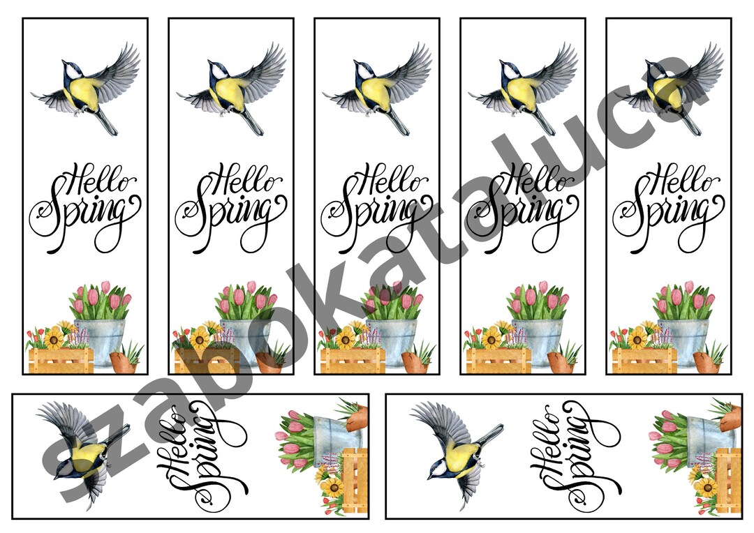 Spring Bookmarks | Flowers Bookmark | Hello Spring Bookmarks Digital ...