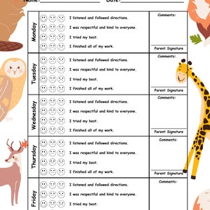 Behavior Sheet / Kids Behavior Chart / Track your behavior progress / Kids Behavior Development