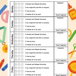 Behavior Sheet / Kids Behavior Chart / Track your behavior progress / Kids Behavior Development