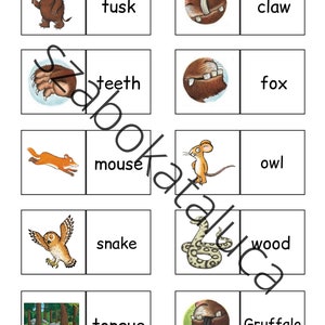 Dominó Gruffalo para niños / Dominó Imprimible / Producto Digital / Dominó listo para imprimir