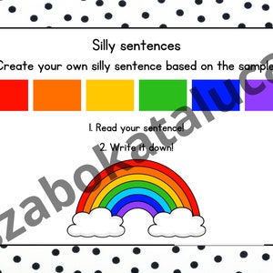 Silly Sentences / Sentence Building Activity / Funny Writing Activity for Kids