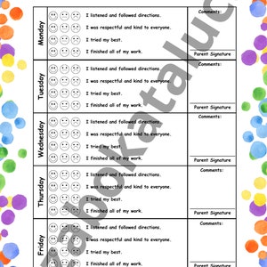 Behavior Sheet / Kids Behavior Chart / Track your behavior progress / Kids Behavior Development