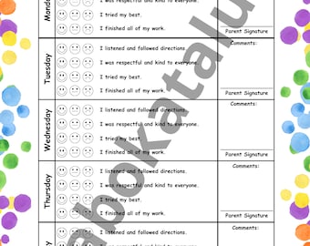 Gedragsblad / Gedragsdiagram voor kinderen / Volg de voortgang van uw gedrag / Ontwikkeling van gedrag van kinderen